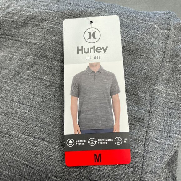 NEW Hurley Men's M Performance Stretch Polo Golf Shirt Gray UPF 30 - Picture 5 of 8